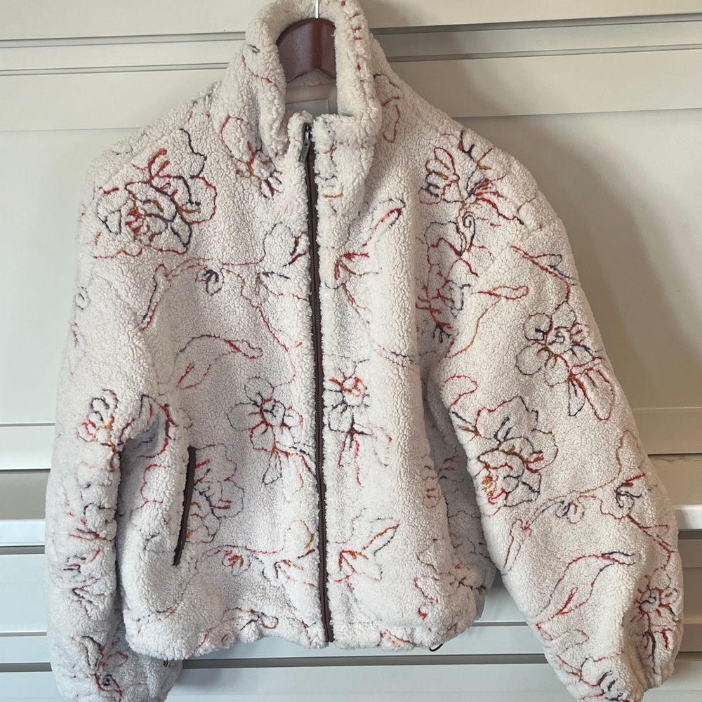 Greylin Jimi Embroidered Sherpa Bomber Jacket small